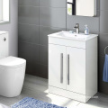 Elegant white lacquer solid wood bathroom vanity cabinet